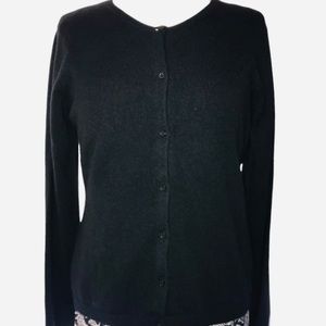 NEIMAN MARCUS cashmere cardigan sweater black L NWOT